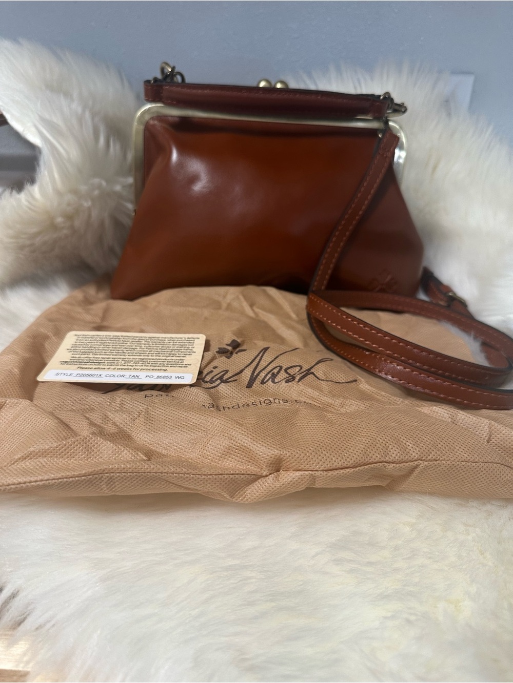 Patricia Nash Brown Leather Viore kiss lock crossbody bag new - Picture 3 of 11